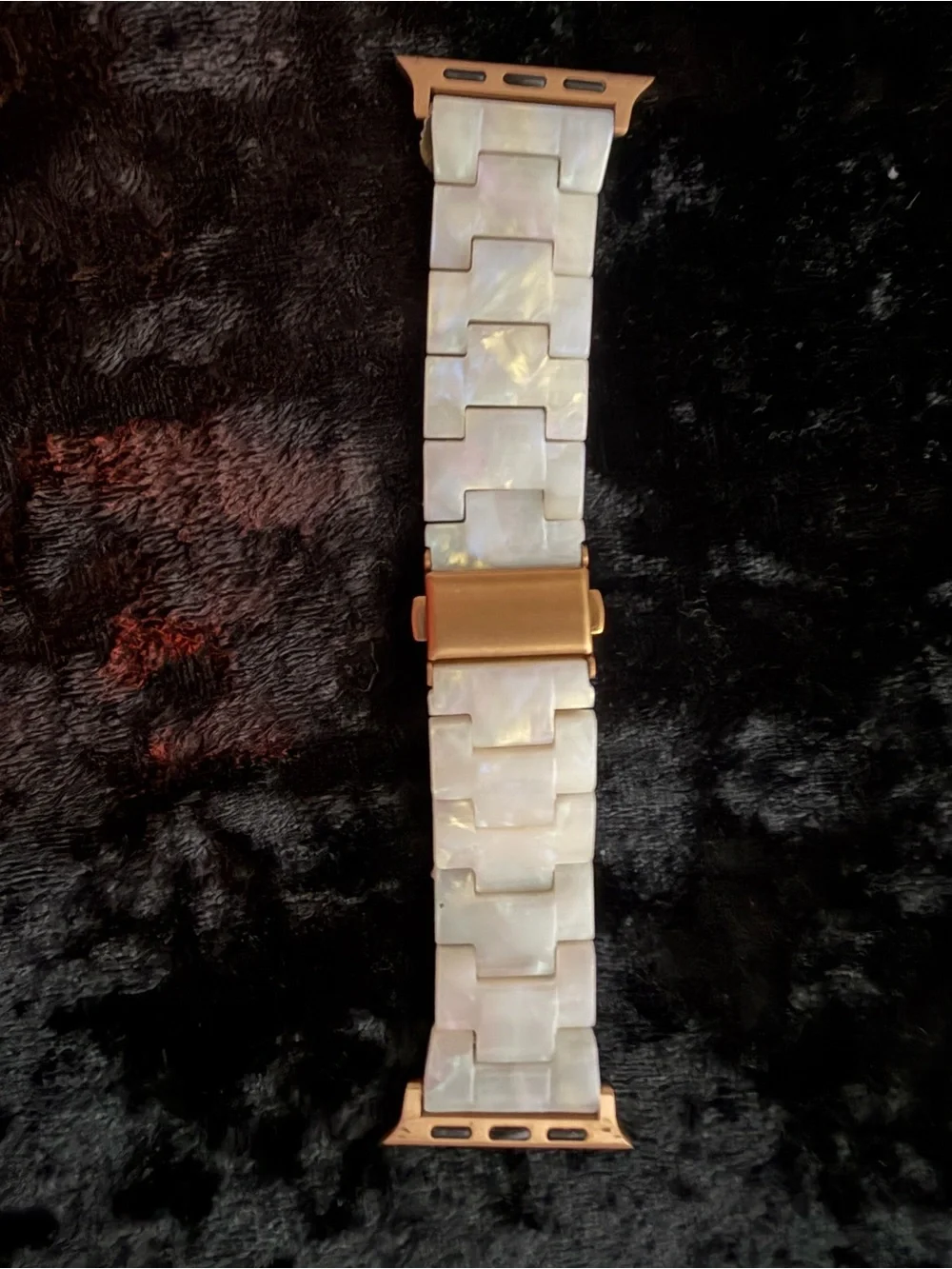 Rose Gold Metal & Mother-of-Pearl Smartwatch Band - Fits Apple Watch Adapters